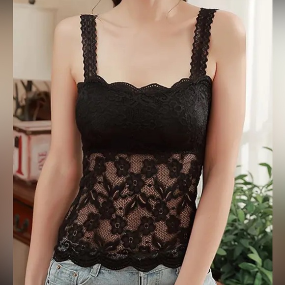 Sexy black lace camisole, size M, sheer - Picture 4 of 5